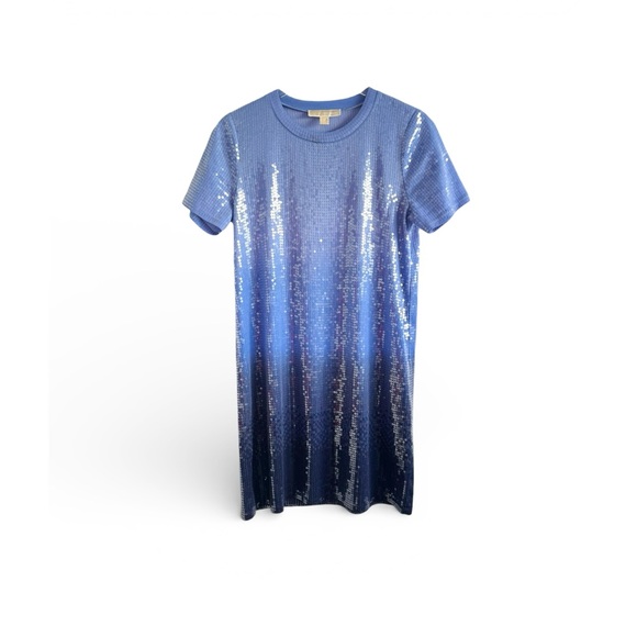 MICHAEL MICHAEL KORS SEQUIN GRECIAN BLUE OMBRÉ DRESS SZ M NWOT - Picture 9 of 11